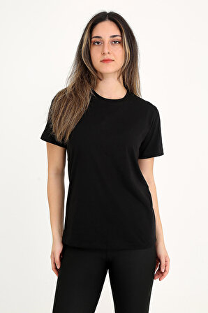 Rubadi Kadın Siyah T-shirt. Bisiklet Yaka, Basic Model, Regular Fit (normal Kalıp)